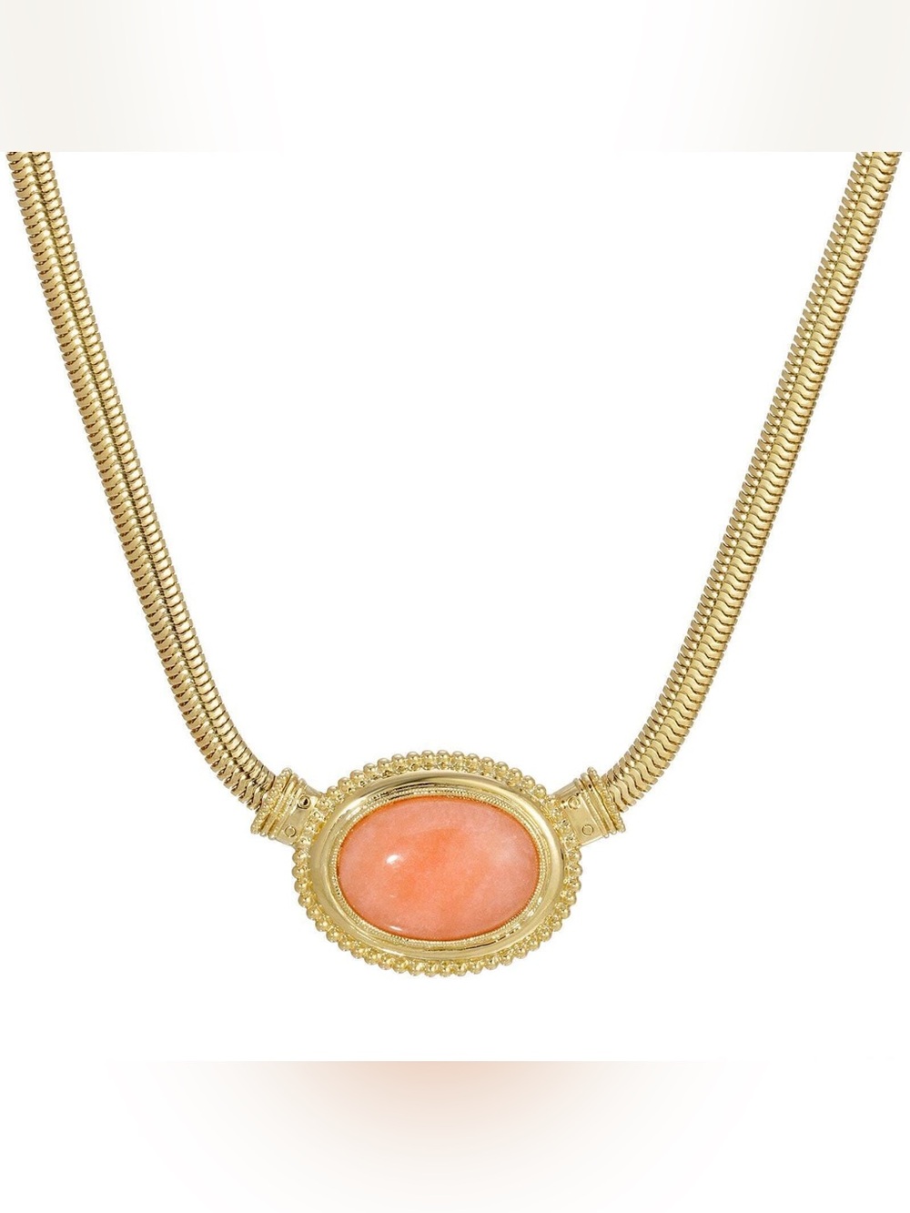 1928 Gold Tone Peach Oval Necklace